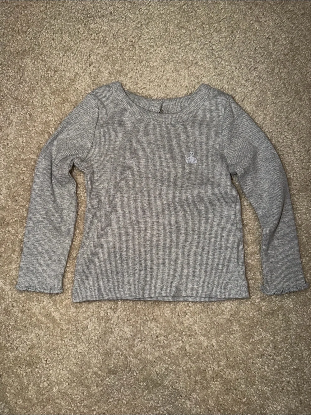 GAP Gray Ribbed Long-Sleeve Tee